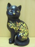 Копилка кошка МУСЯ сидящая-черная с росписью