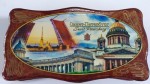 Шкатулка деревянная Бантик большой  22см СПБ-ВИДЫ ГОРОДА /коллаж/ в ассортименте