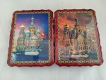 Шкатулка лаковая Короб фигурный 23х18см СПБ-Спас на крови