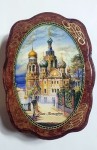 Шкатулка деревянная Фигурная-овал 18х13см СПБ-Спас на крови