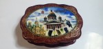 Шкатулка деревянная Фигурная-овал 18х13см СПБ-Виды города
